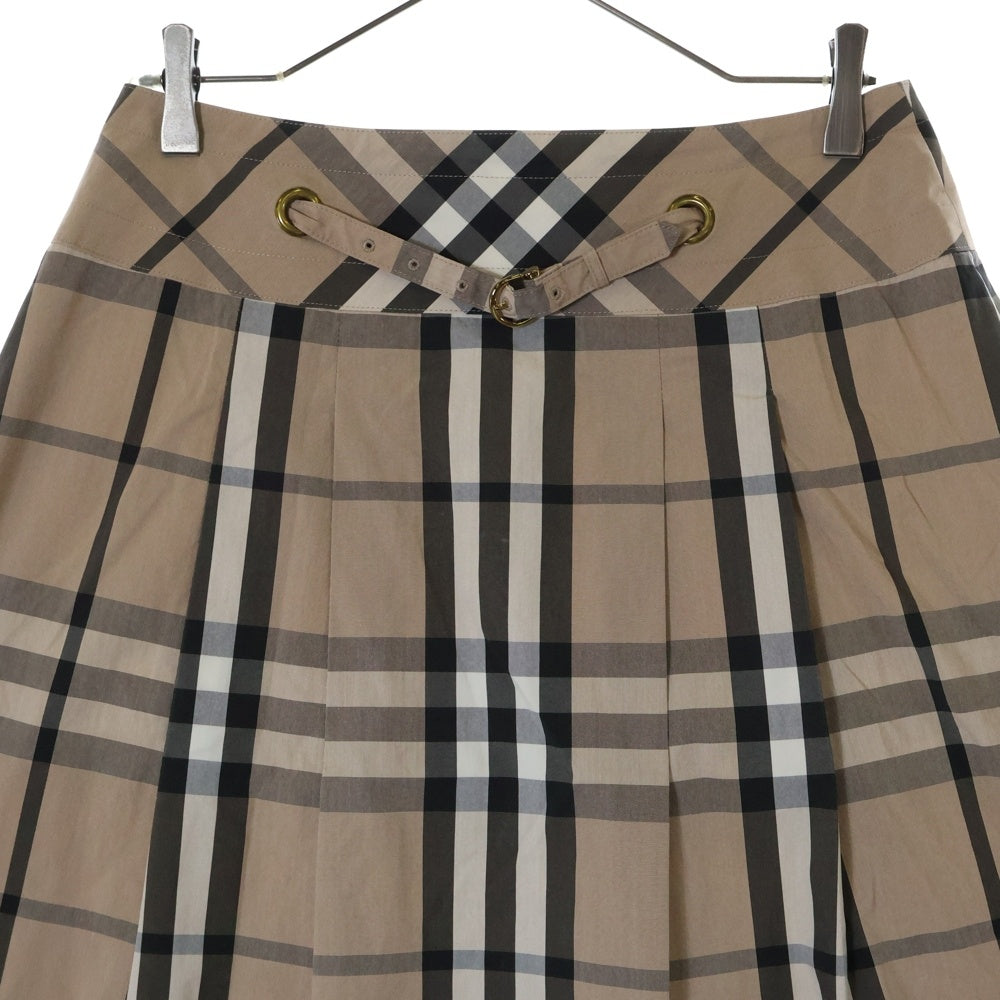 BURBERRY LONDON(バーバリーロンドン) ノヴァチェック柄 フロントベルト コットン プリーツスカート ベージュ レディース FXA18-017-42