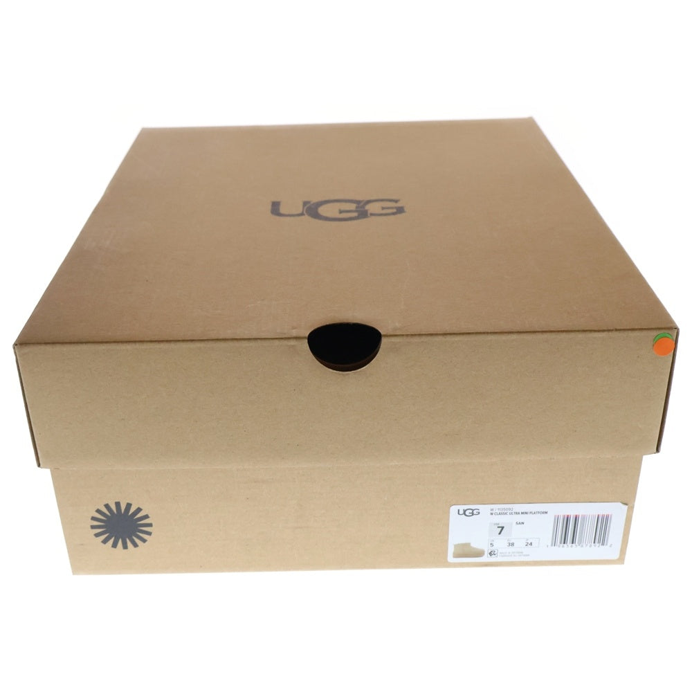 UGG(アグ) W CLASSIC ULTRA MINI PLATFORM BOOT クラシック ウルトラ ミニ プラットフォーム 厚底 ムートン レザー ブーツ ベージュ レディース 1135092
