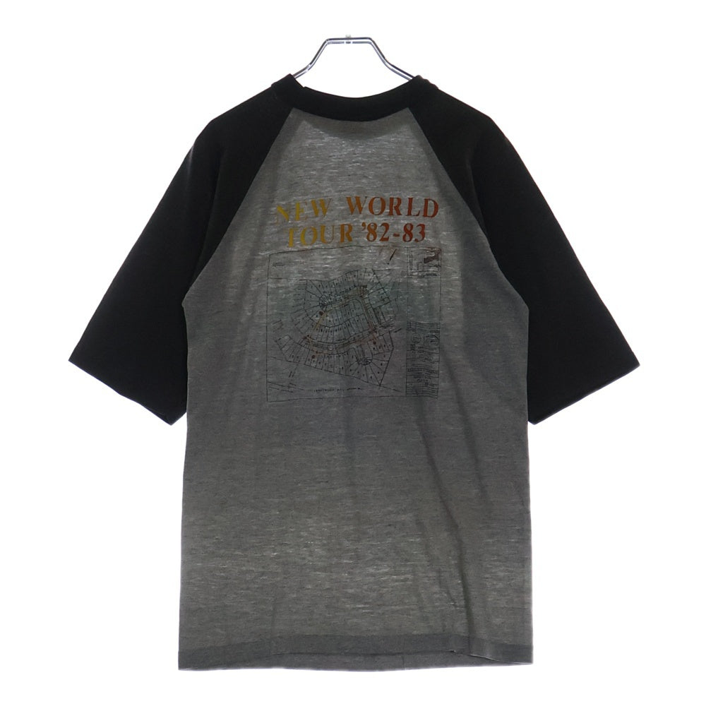 VINTAGE(ヴィンテージ) 80s RUSH SIGNALS NEW WORLD TOUR 82-83 ラッシュ ラグランスリーブプリント半袖Tシャツ グレー