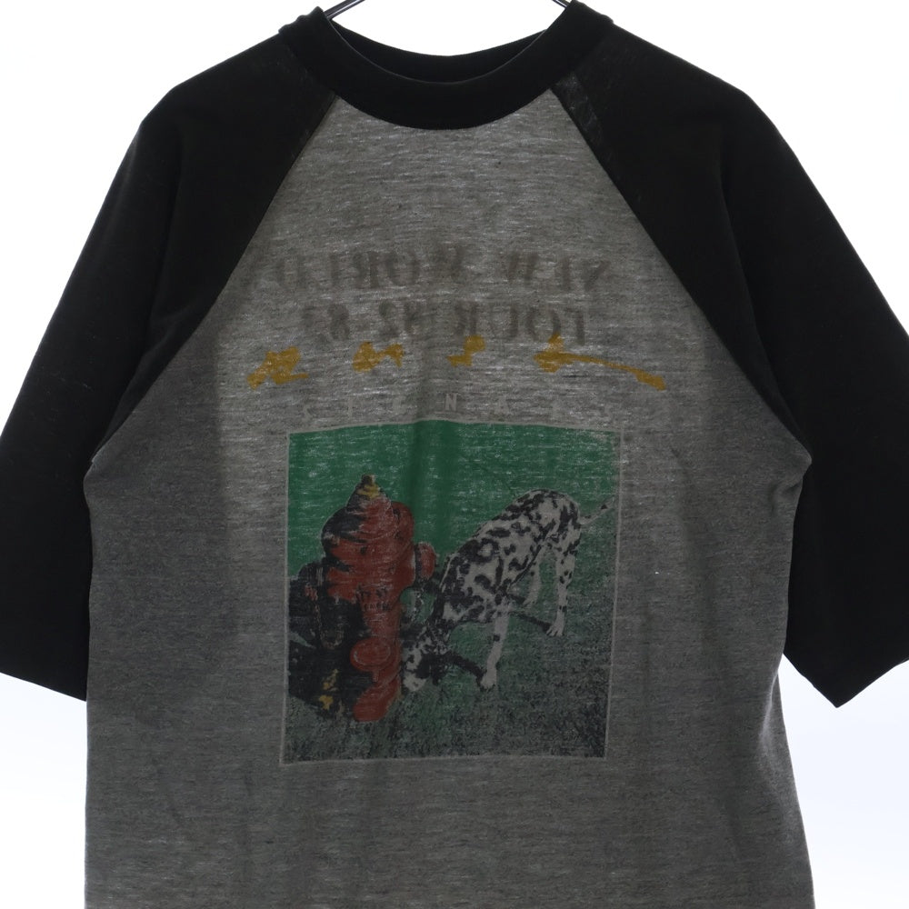 VINTAGE(ヴィンテージ) 80s RUSH SIGNALS NEW WORLD TOUR 82-83 ラッシュ ラグランスリーブプリント半袖Tシャツ グレー