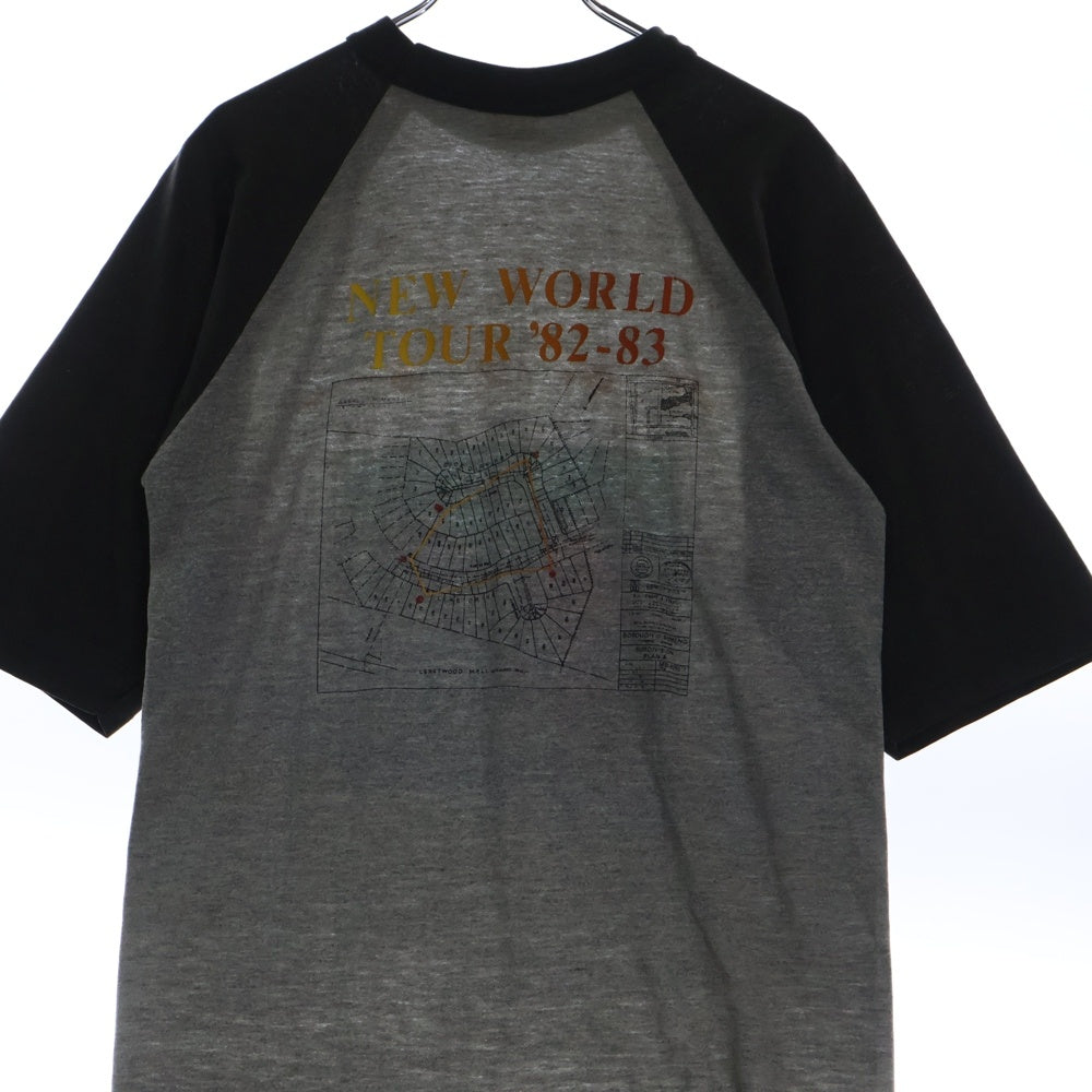 VINTAGE(ヴィンテージ) 80s RUSH SIGNALS NEW WORLD TOUR 82-83 ラッシュ ラグランスリーブプリント半袖Tシャツ グレー