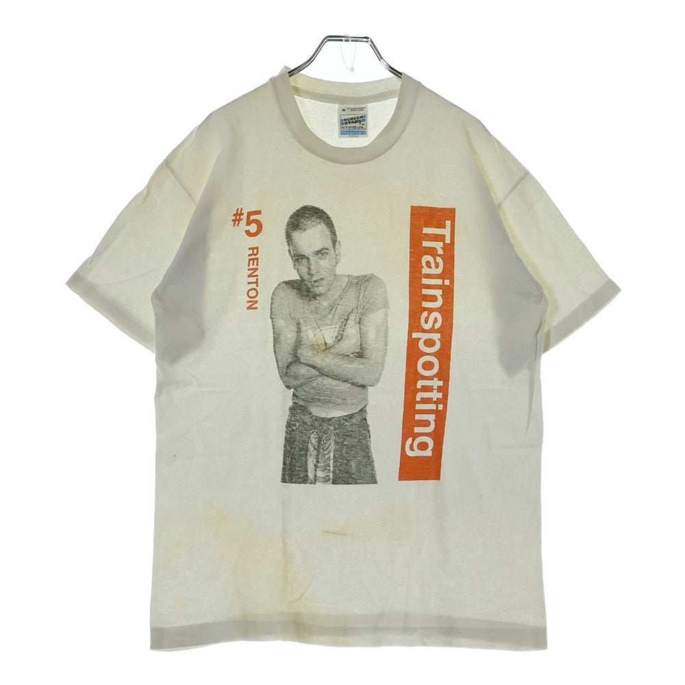 VINTAGE(ヴィンテージ) 90S TRAIN SPOTTING トレインスポッティング 両面プリント クルーネック カットソー 半袖Tシャツ ホワイト