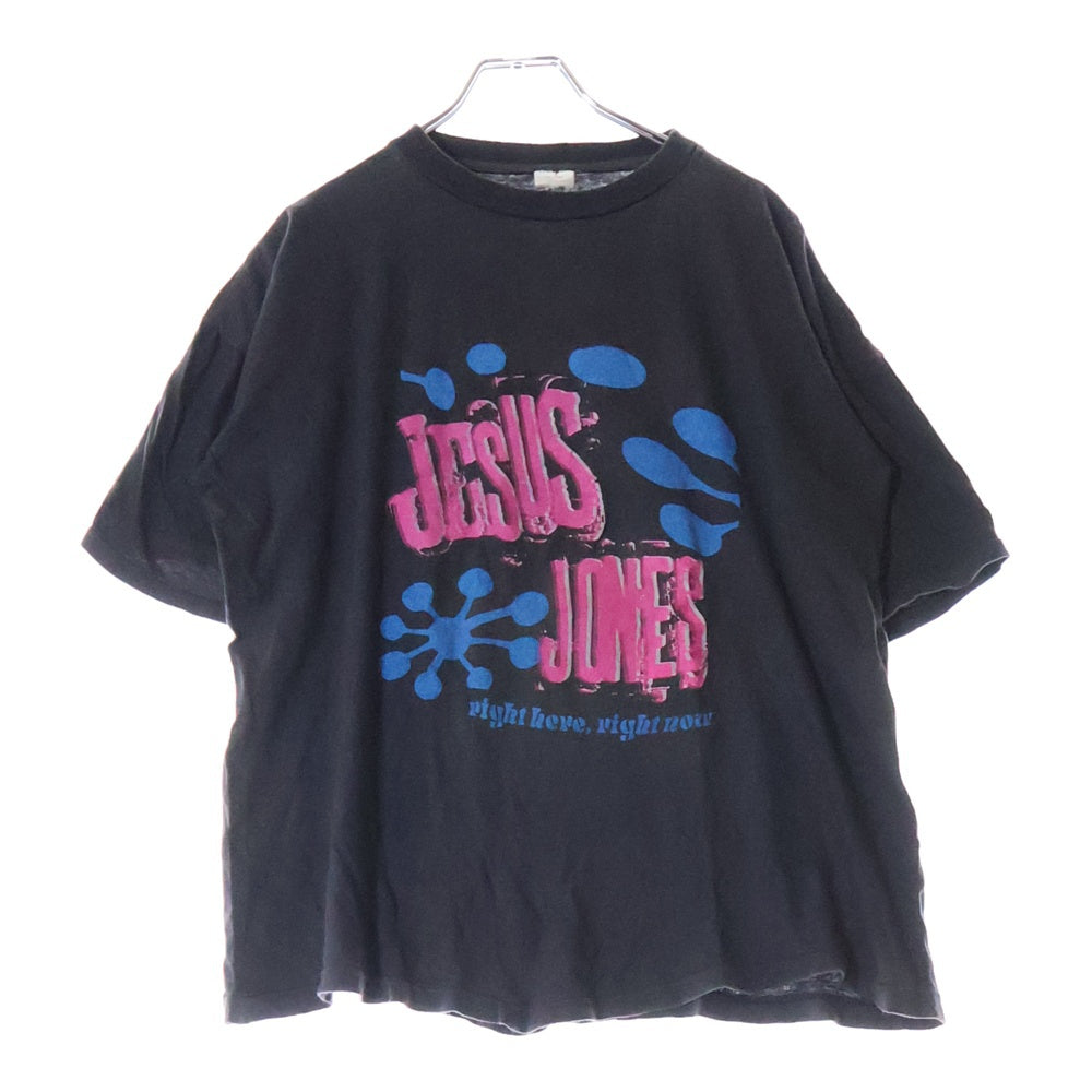 VINTAGE(ヴィンテージ) 90S JESUS JONES RIGHT HERE RIGHT NOW ジーザス ジョーンズ ライト ヒヤー ライト ナウ ツアー クルーネック 両面プリント 半袖 Tシャツ カットソー ブラック