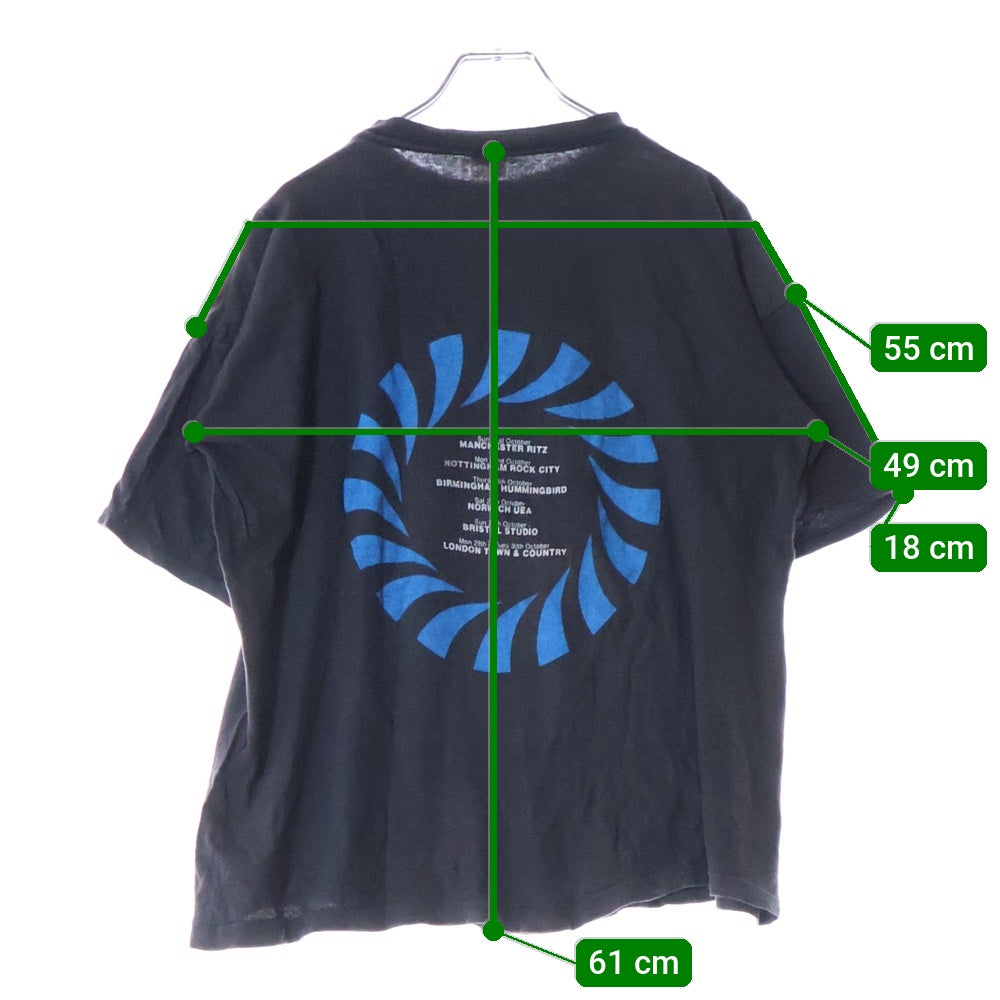 VINTAGE(ヴィンテージ) 90S JESUS JONES RIGHT HERE RIGHT NOW ジーザス ジョーンズ ライト ヒヤー ライト ナウ ツアー クルーネック 両面プリント 半袖 Tシャツ カットソー ブラック