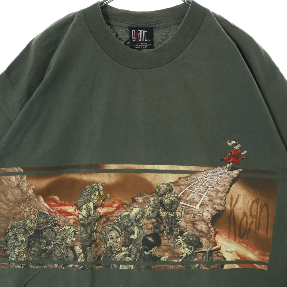 VINTAGE(ヴィンテージ) 90S KORN FOLLOW THE LEADER コーン フォロー ザ レイダー クルーネック カットソー 半袖Tシャツ グリーン