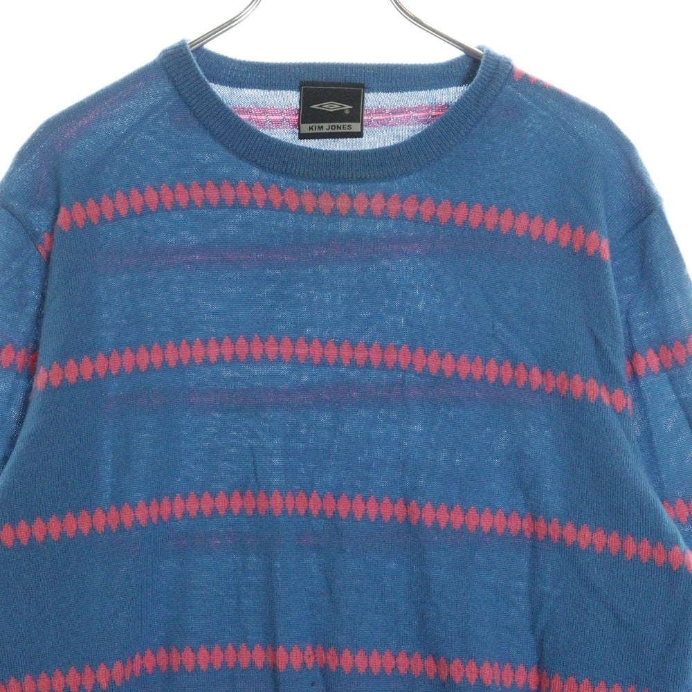 UMBRO(アンブロ) 00S KIM JONES BORDER WOOL KNIT キムジョーンズ ボーダー クルーネック ウールニット セーター ブルー