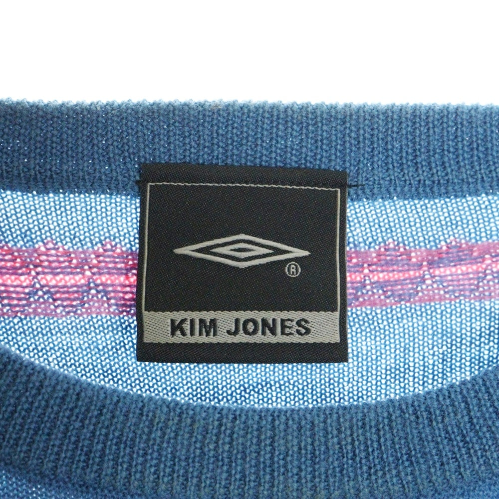 UMBRO(アンブロ) 00S KIM JONES BORDER WOOL KNIT キムジョーンズ ボーダー クルーネック ウールニット セーター ブルー