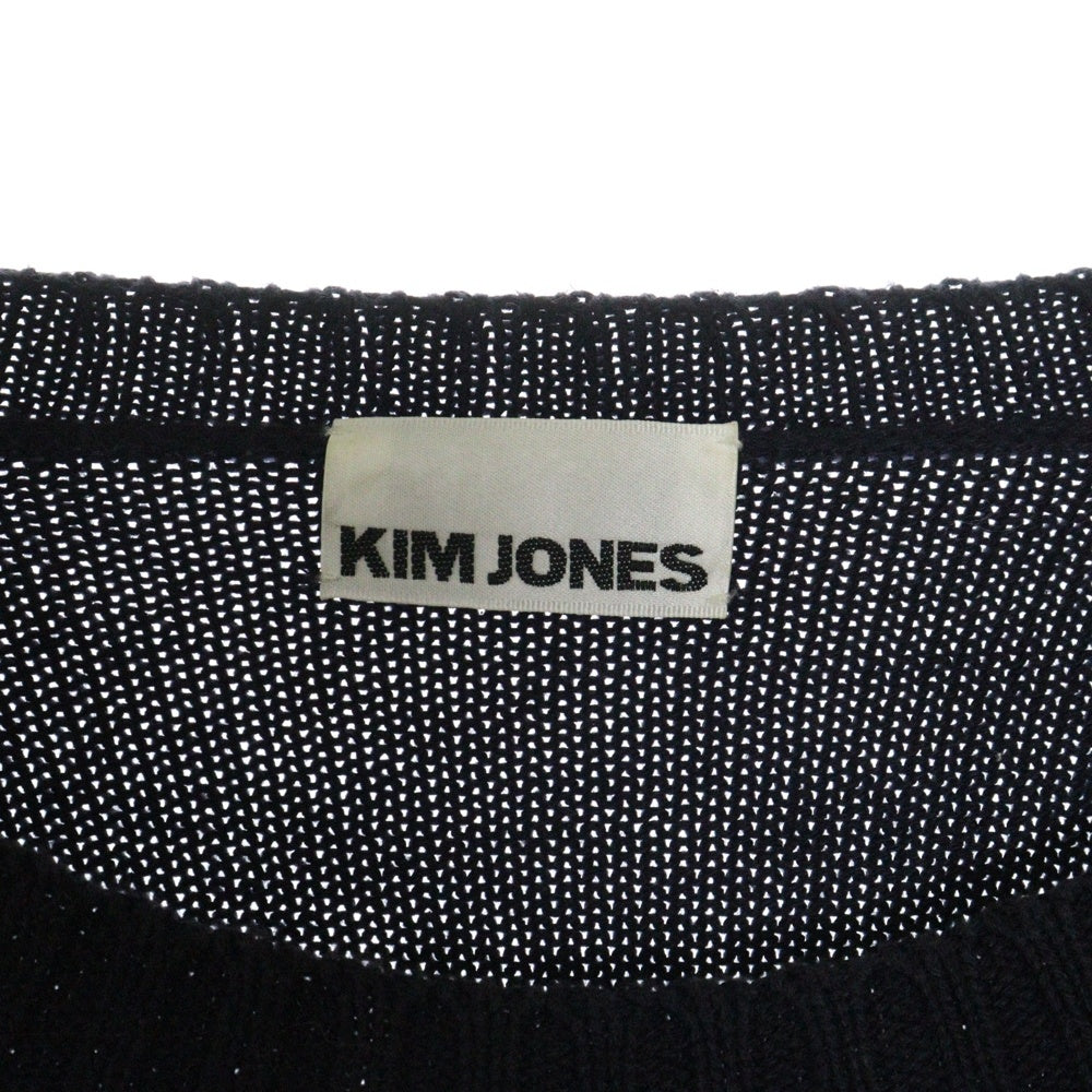 KIM JONES ARCHIVE(キムジョーンズアーカイブ) クルーネック ネクタイ エンブロイダリー ラグランスリーブ ニット セーター ネイビー