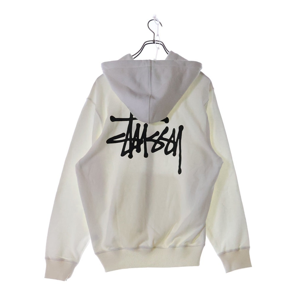STUSSY(ステューシー) 両面ロゴプリント ジップアップスウェットパーカー フーディー ホワイト