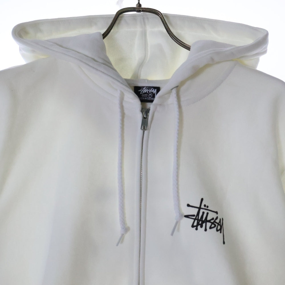 STUSSY(ステューシー) 両面ロゴプリント ジップアップスウェットパーカー フーディー ホワイト
