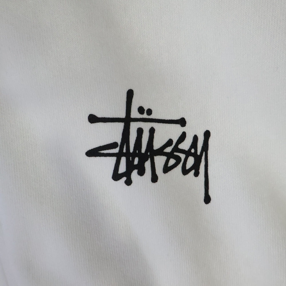 STUSSY(ステューシー) 両面ロゴプリント ジップアップスウェットパーカー フーディー ホワイト