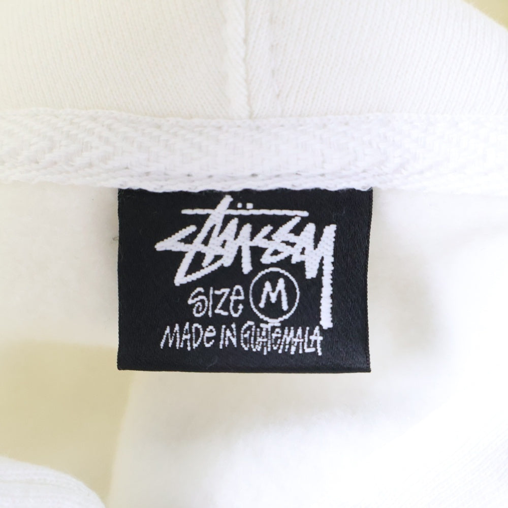 STUSSY(ステューシー) 両面ロゴプリント ジップアップスウェットパーカー フーディー ホワイト
