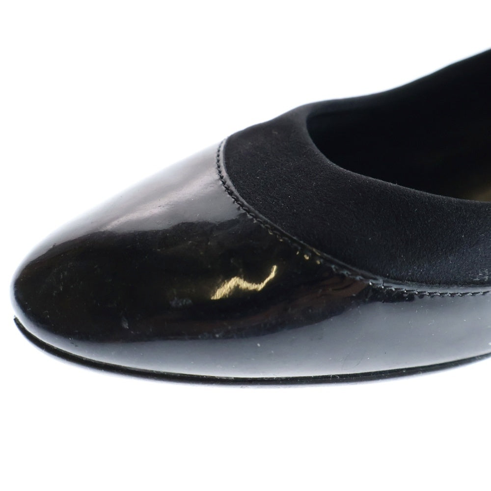 Salvatore Ferragamo(サルヴァトーレ フェラガモ) パテント ポインテッドトゥ ウェッジソール パンプス レディース ブラック