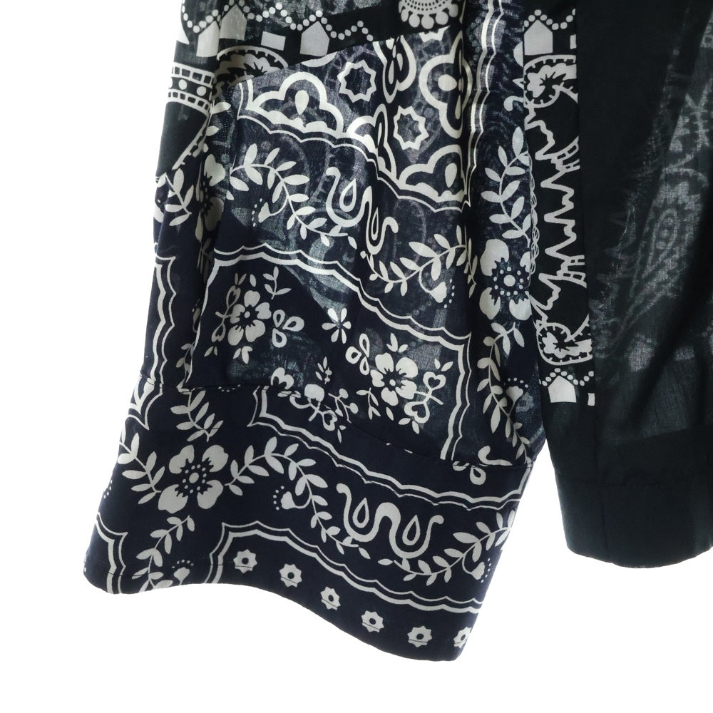 Sacai(サカイ) 21SS ARCHIVE PRINT MIX SHIRT アーカイブプリントミックス バンダナ柄 長袖シャツ ブラック/ホワイト 21-02470M