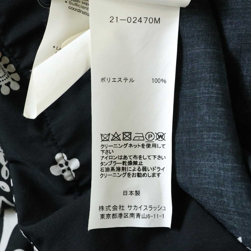 Sacai(サカイ) 21SS ARCHIVE PRINT MIX SHIRT アーカイブプリントミックス バンダナ柄 長袖シャツ ブラック/ホワイト 21-02470M