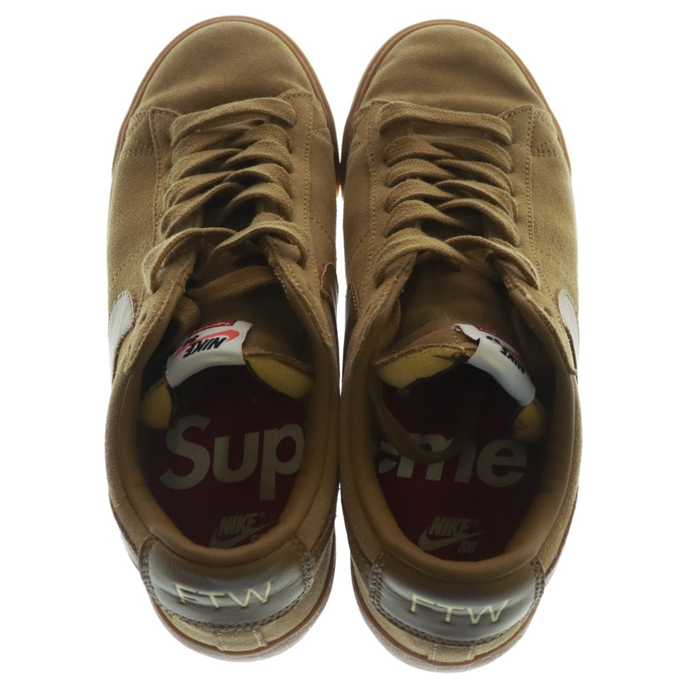 NIKE SB(ナイキエスビー) ×SUPREME 16AW BLAZER LOW GT Golden Beige シュプリーム ブレザー ゴールデンベージュ スエード ローカットスニーカー ブラウン US8/26cm 716890-229