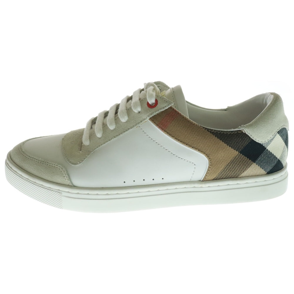 BURBERRY(バーバリー) レザースエード ハウスチェック ローカットスニーカー ホワイト BB8024125