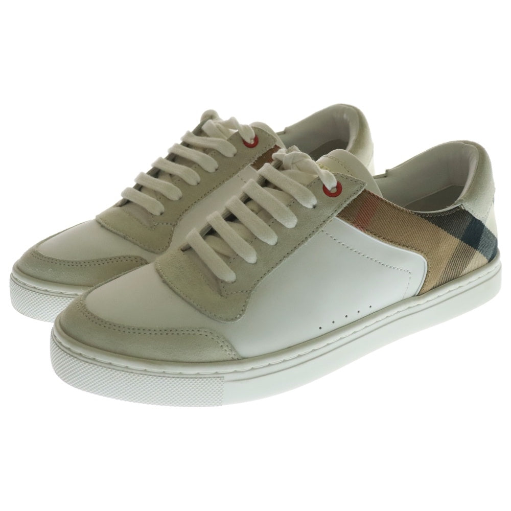 BURBERRY(バーバリー) レザースエード ハウスチェック ローカットスニーカー ホワイト BB8024125