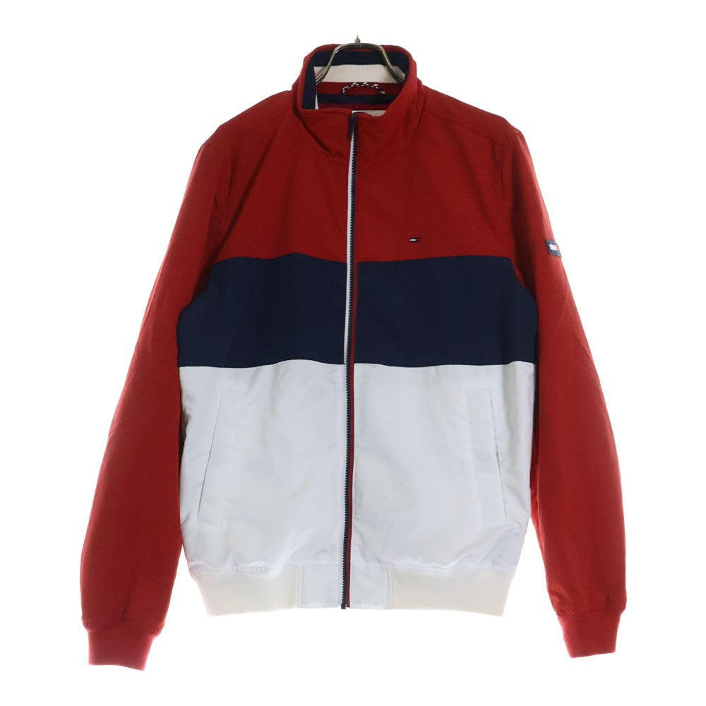 TOMMY JEANS(トミージーンズ) ラバーロゴ トリコカラー ナイロン ジップアップジャケット レッド/ネイビー/ホワイト 6800332111