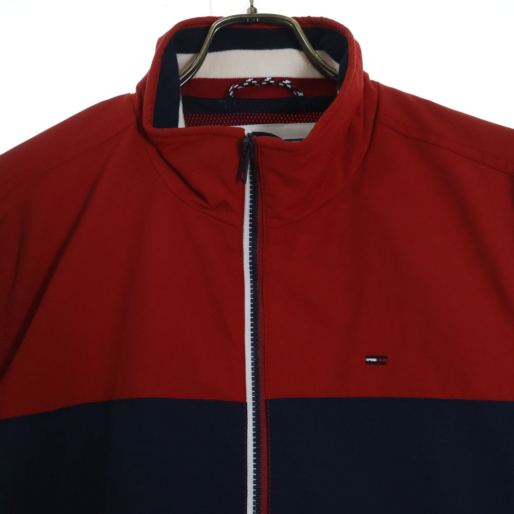 TOMMY JEANS(トミージーンズ) ラバーロゴ トリコカラー ナイロン ジップアップジャケット レッド/ネイビー/ホワイト 6800332111