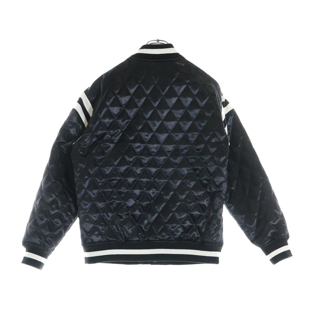 SUPREME(シュプリーム) 17SS Quilted Satin Varsity Jacket アーチロゴ キルティング サテン バーシティジャケット ブラック