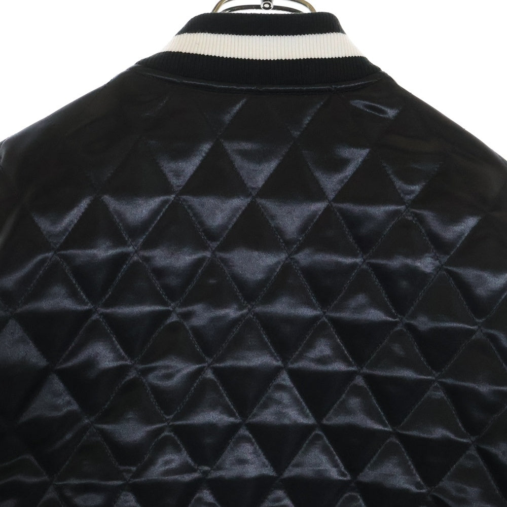 SUPREME(シュプリーム) 17SS Quilted Satin Varsity Jacket アーチロゴ キルティング サテン バーシティジャケット ブラック