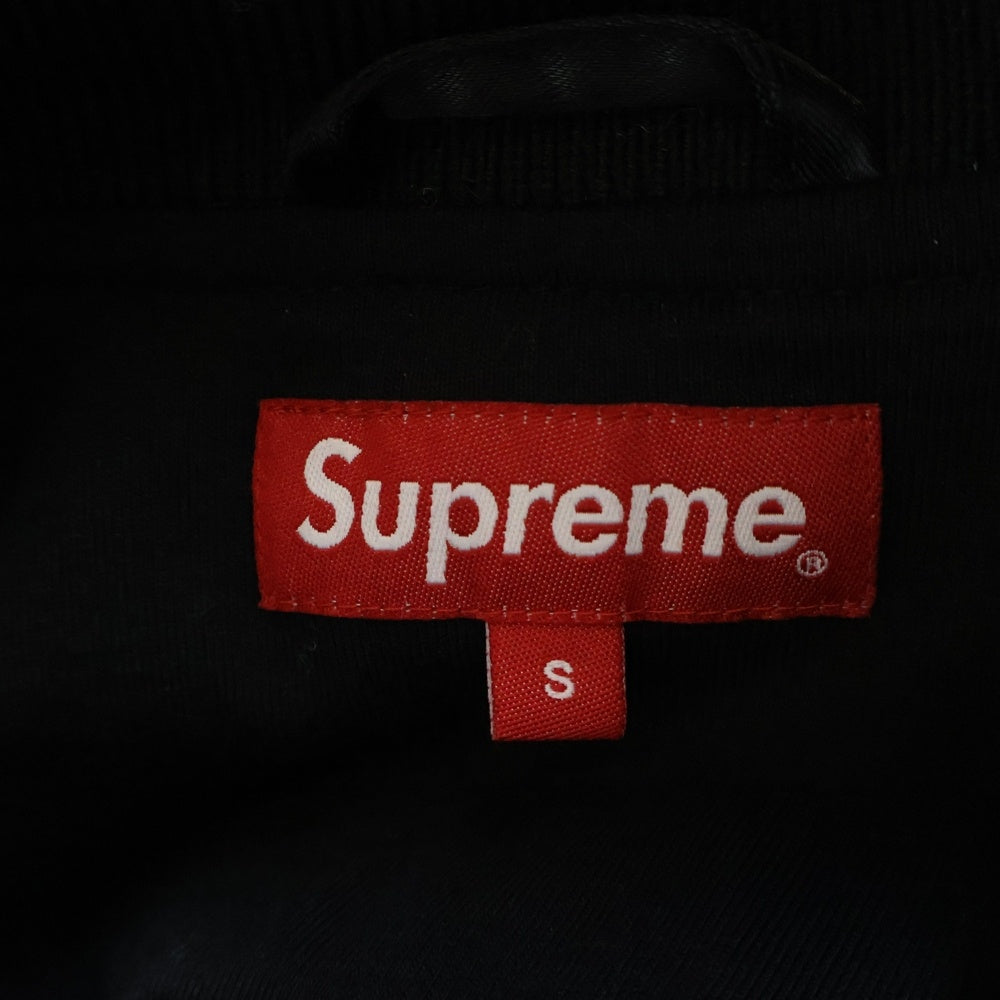 SUPREME(シュプリーム) 17SS Quilted Satin Varsity Jacket アーチロゴ キルティング サテン バーシティジャケット ブラック