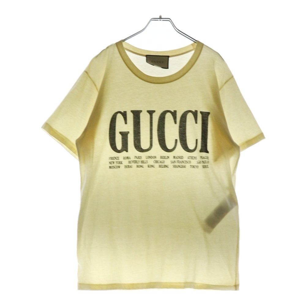 GUCCI(グッチ) シティロゴプリント クルーネック 半袖Tシャツ カットソー アイボリー 493117 X3M22