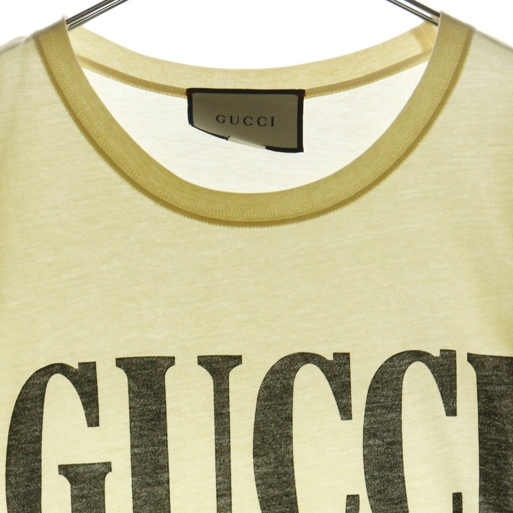GUCCI(グッチ) シティロゴプリント クルーネック 半袖Tシャツ カットソー アイボリー 493117 X3M22