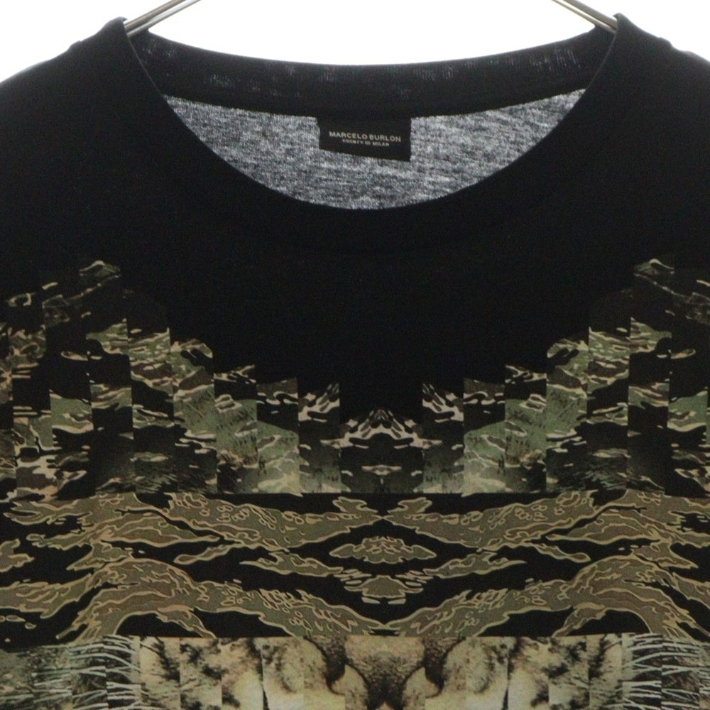 MARCELO BURLON(マルセロバーロン) TIGER GRAPHIC TEE タイガー グラフィックプリント クルーネック 半袖Tシャツ カットソー ブラック