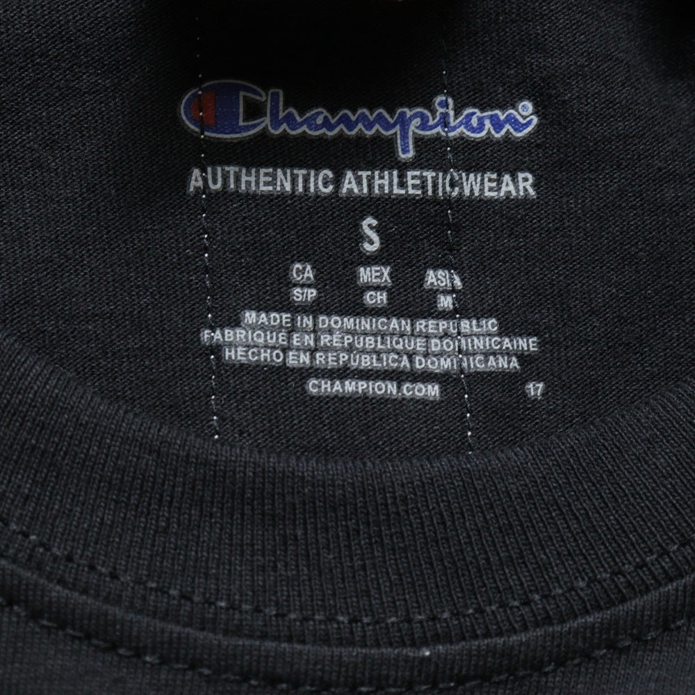 ELVIRA(エルビラ) ×Champion チャンピオン ロゴプリント クルーネック コットン 半袖Tシャツ カットソー ブラック