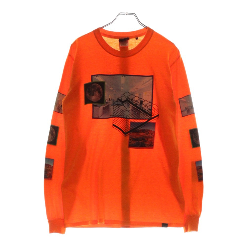 ELVIRA(エルビラ) フォトグラフィックプリント クルーネック 長袖Tシャツ カットソー オレンジ