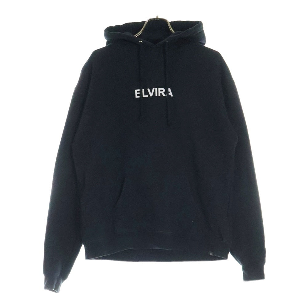 ELVIRA(エルビラ) ロゴプリント コットンポリ スウェット プルオーバーパーカー ブラック