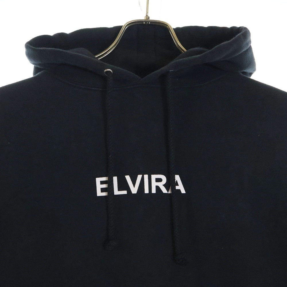 ELVIRA(エルビラ) ロゴプリント コットンポリ スウェット プルオーバーパーカー ブラック