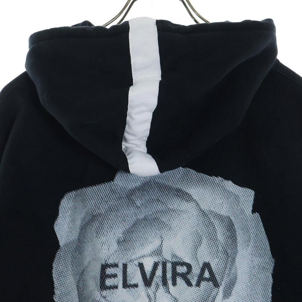 ELVIRA(エルビラ) ロゴプリント コットンポリ スウェット プルオーバーパーカー ブラック