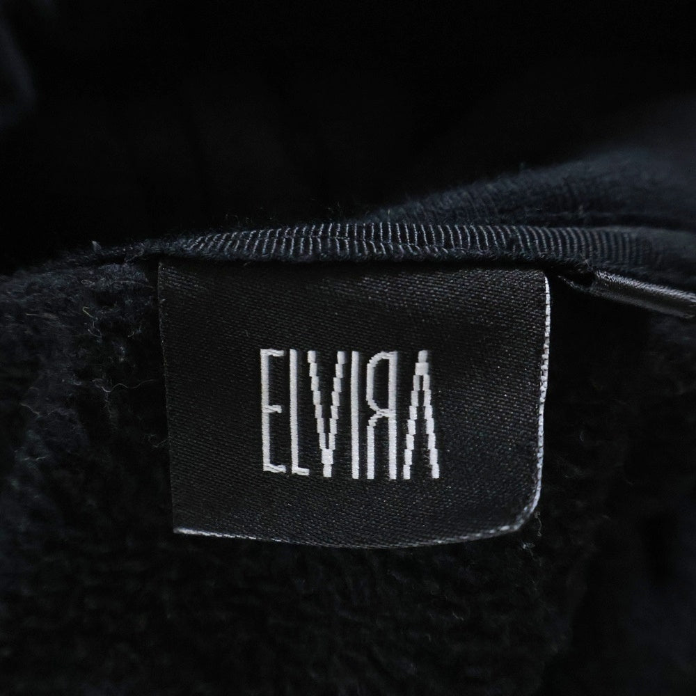 ELVIRA(エルビラ) ロゴプリント コットンポリ スウェット プルオーバーパーカー ブラック