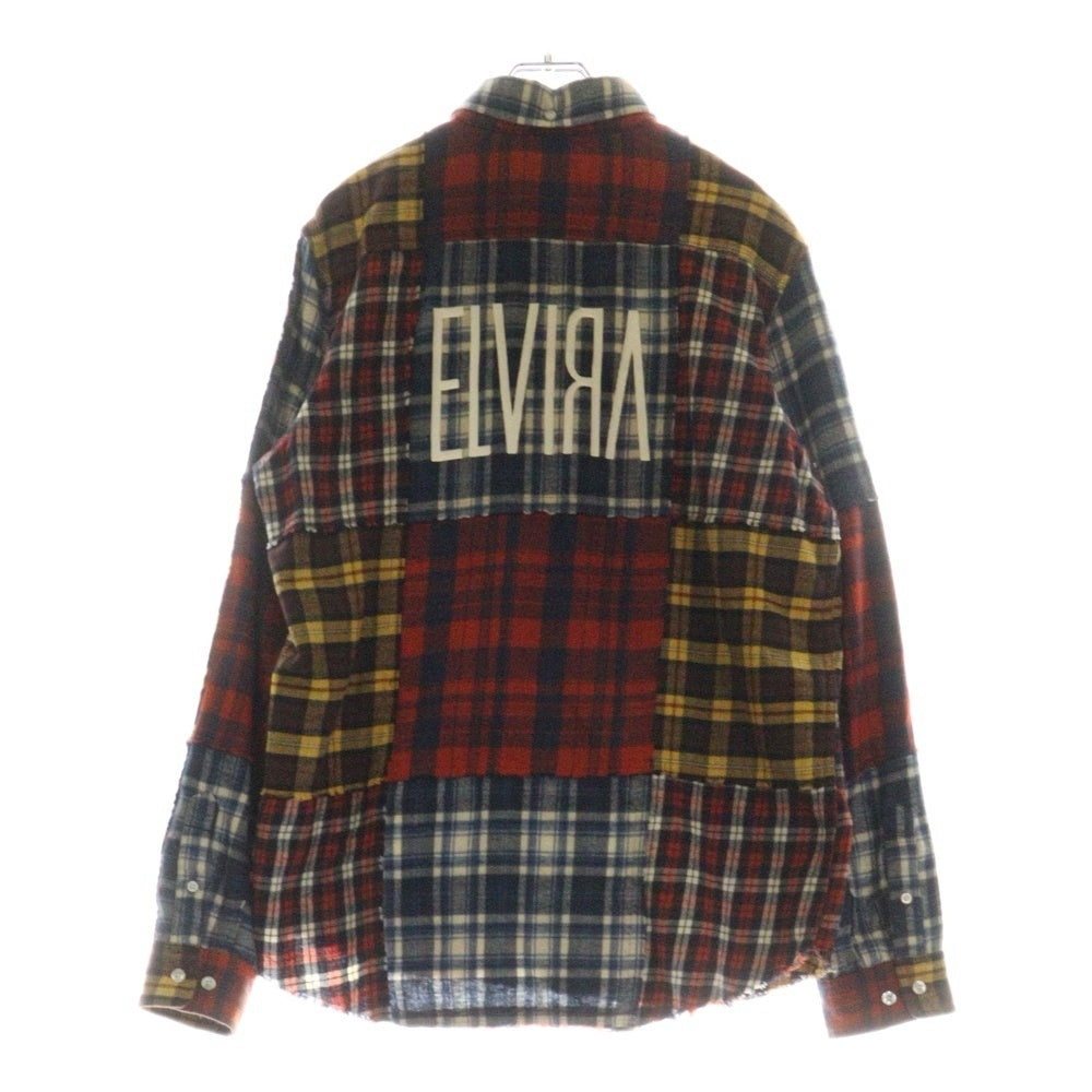 ELVIRA(エルビラ) パッチワークデザイン チェック柄 コットン 長袖シャツ マルチカラー