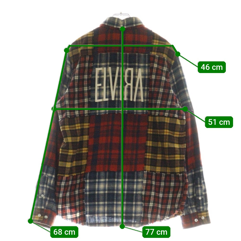 ELVIRA(エルビラ) パッチワークデザイン チェック柄 コットン 長袖シャツ マルチカラー