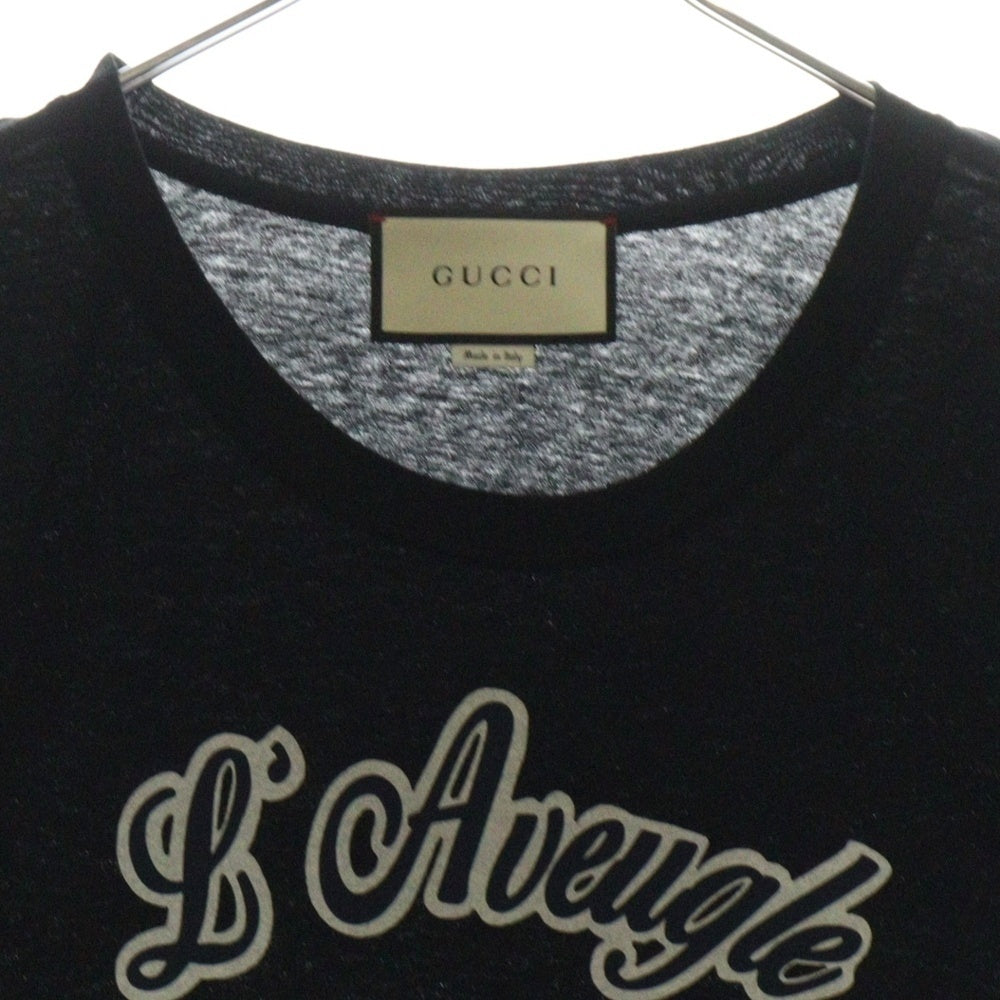 GUCCI(グッチ) 17SS タイガー刺繍 クルーネック コットン 半袖Tシャツ カットソー ブラック 430813 X5M72