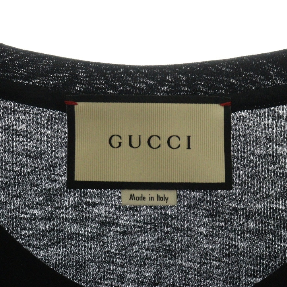 GUCCI(グッチ) 17SS タイガー刺繍 クルーネック コットン 半袖Tシャツ カットソー ブラック 430813 X5M72