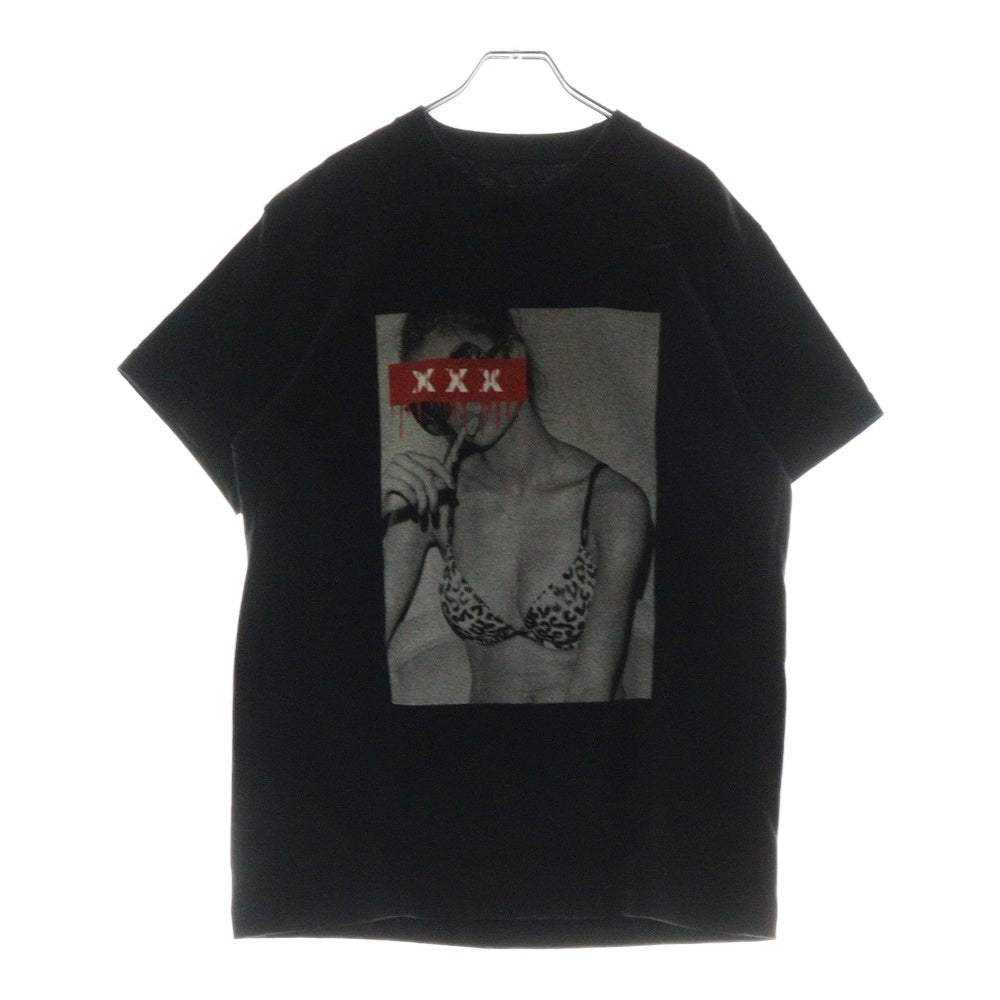 GOD SELECTION XXX(ゴッドセレクショントリプルエックス) フォトプリント クルーネック コットン 半袖Tシャツ カットソー ブラック