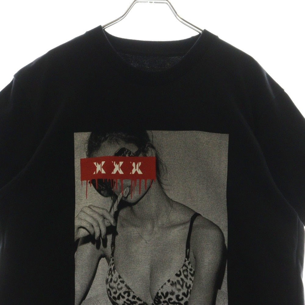 GOD SELECTION XXX(ゴッドセレクショントリプルエックス) フォトプリント クルーネック コットン 半袖Tシャツ カットソー ブラック