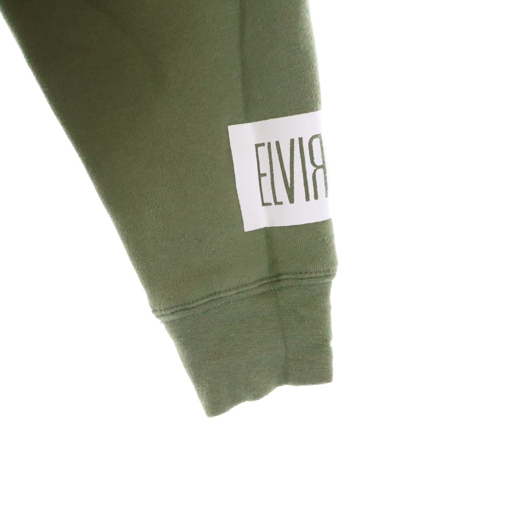 ELVIRA(エルビラ) ロゴプリント コットンポリ スウェット プルオーバーパーカー グリーン