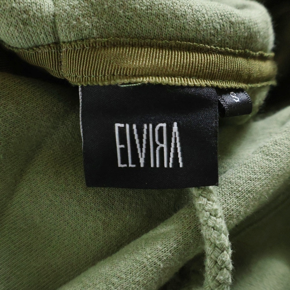 ELVIRA(エルビラ) ロゴプリント コットンポリ スウェット プルオーバーパーカー グリーン