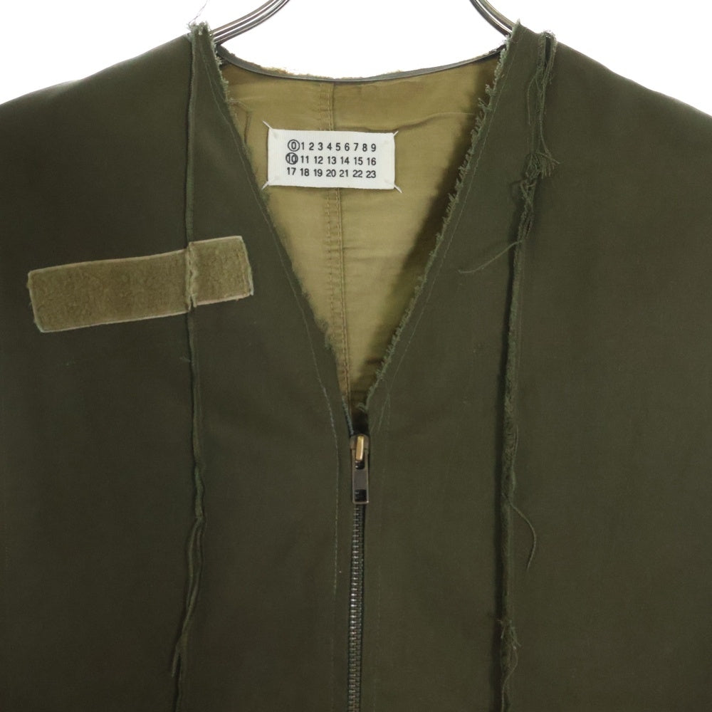 Martin Margiela 0(マルタンマルジェラ) アーティザナルライン 本人期 ここのえ 再構築 ミリタリー ジレ ジップアップ ベスト オリーブ 411G193030