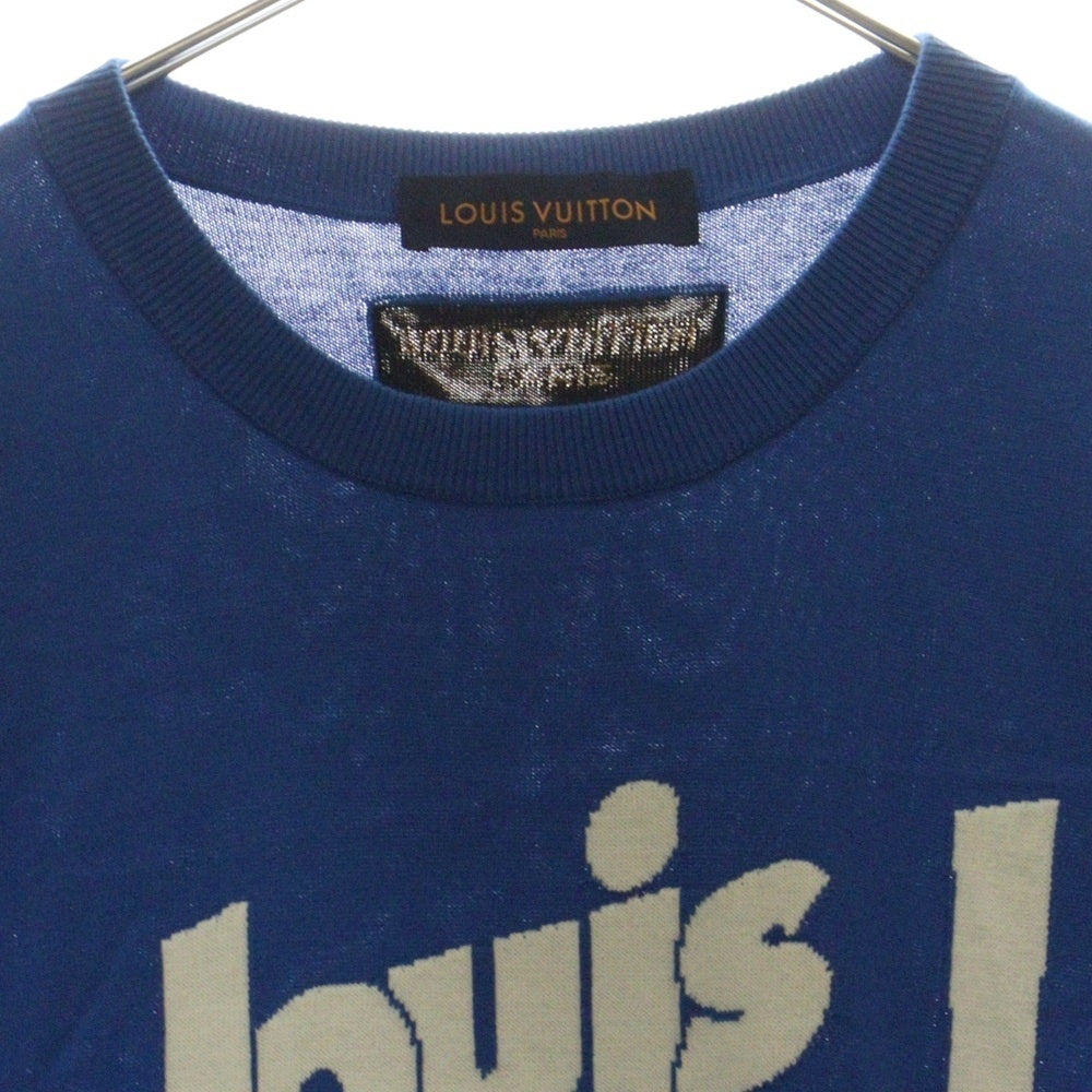 LOUIS VUITTON(ルイヴィトン) 21AW エブリデイ LV クルーネック 半袖ニット Tシャツ カットソー ブルー RM212 DB0 HLN84W