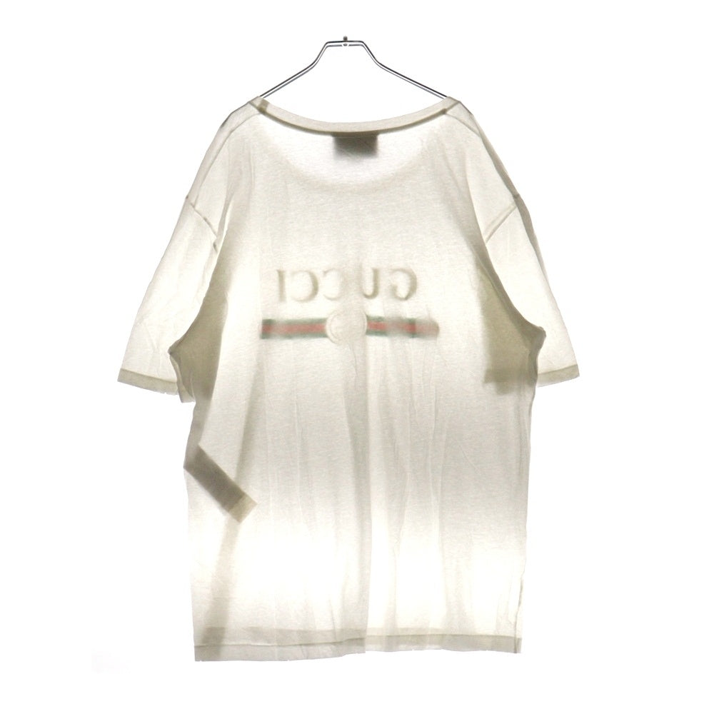 GUCCI(グッチ) 18SS ロゴプリント ウォッシュド オーバーサイズ 半袖Tシャツ カットソー ホワイト 440103 X3F05