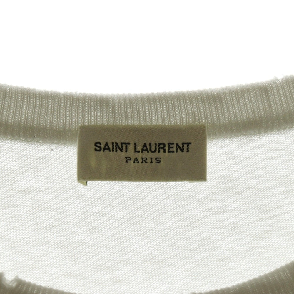 SAINT LAURENT PARIS(サンローランパリ) 21SS SIGNATURE DESTROYED TEE バックプリント デストロイ クルーネック 半袖Tシャツ カットソー ホワイト 624992 YBUW2