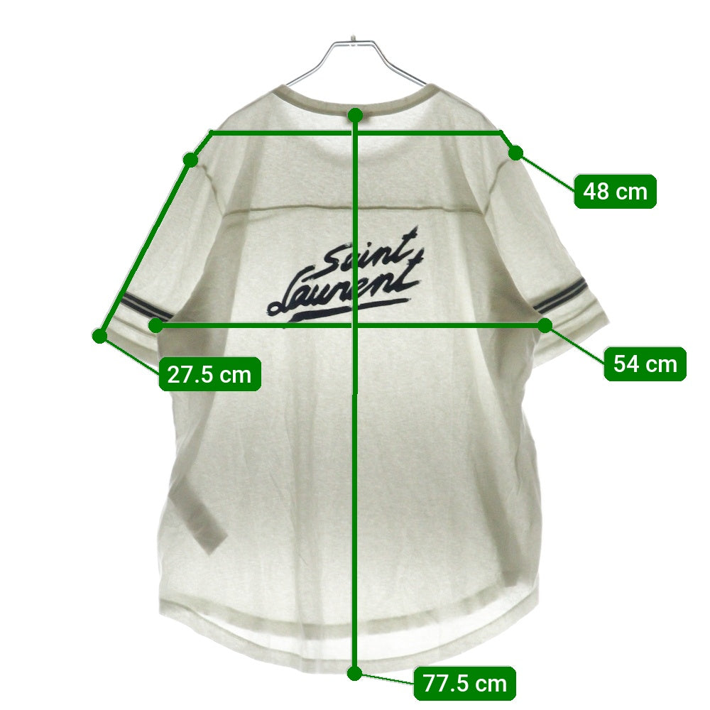 SAINT LAURENT PARIS(サンローランパリ) 21SS SIGNATURE DESTROYED TEE バックプリント デストロイ クルーネック 半袖Tシャツ カットソー ホワイト 624992 YBUW2