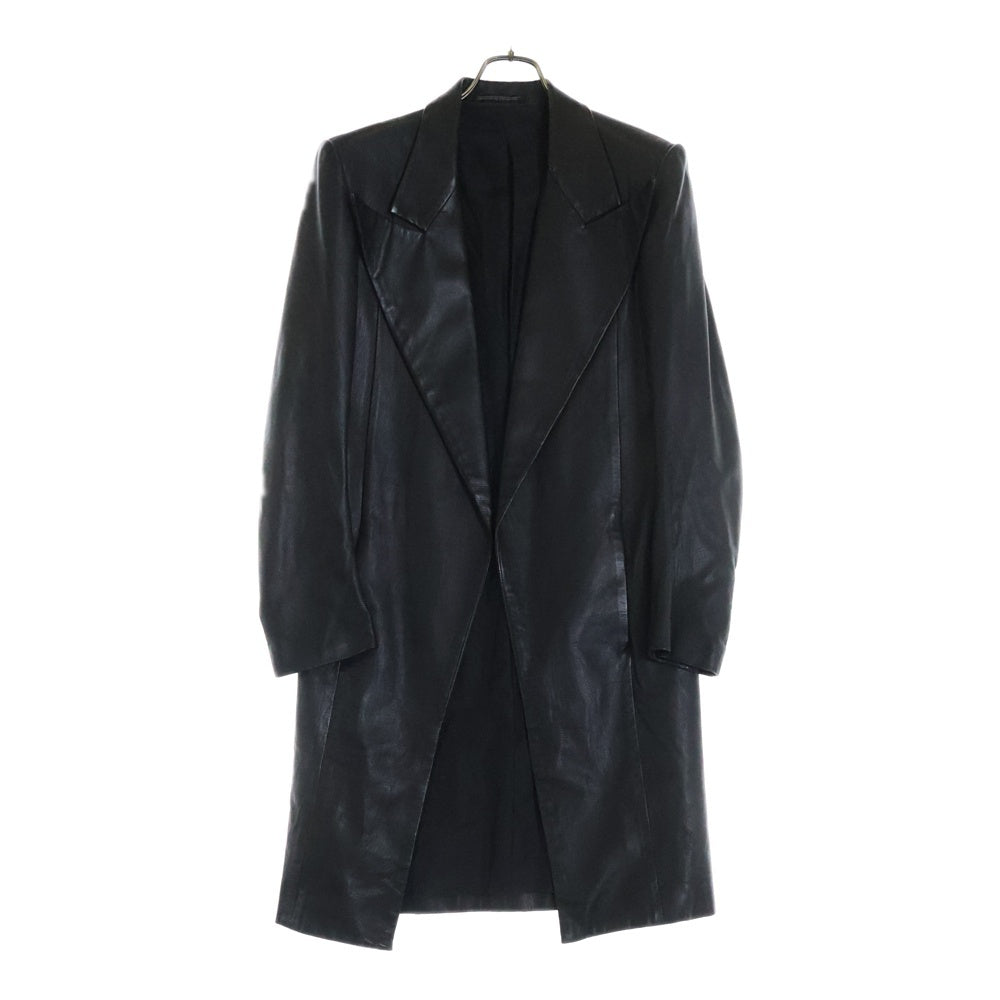Yohji Yamamoto(ヨウジヤマモト) 90S レザーロングコート チェスターコート ブラック